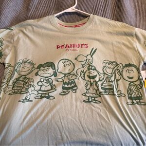 Peanuts Light Green Tee with Pink Logo